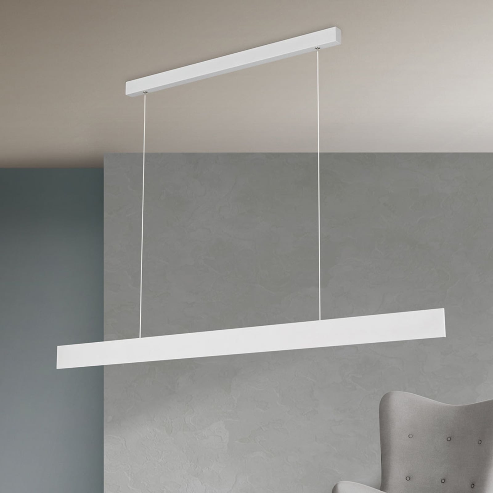 LED pendellampe Gideon opp og ned hvit 146 cm detalj