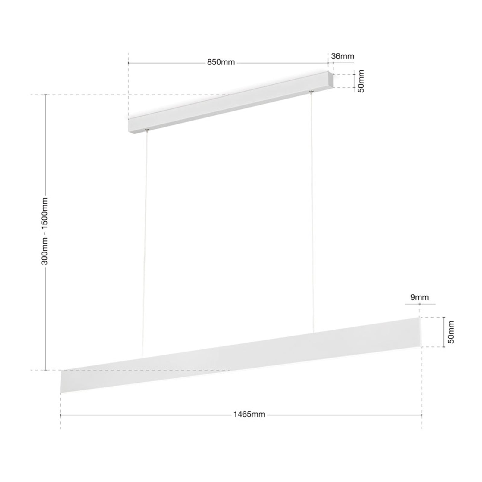 LED pendellampe Gideon opp og ned hvit 146 cm dimmer funksjon