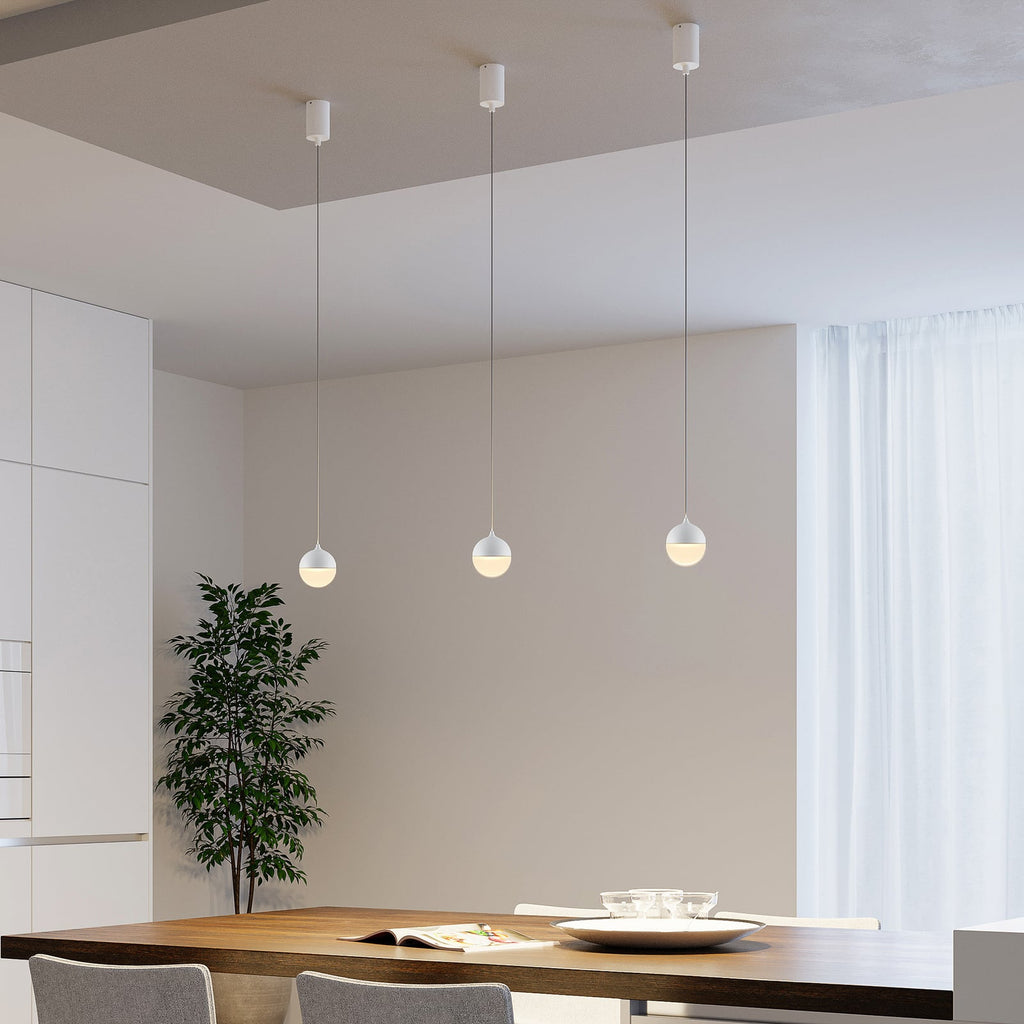 LED pendellampe Gilo PD kuleform hvit matt bakside