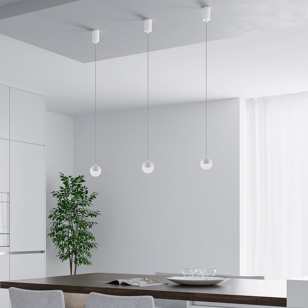 LED pendellampe Gilo PD kuleform hvit matt detalj