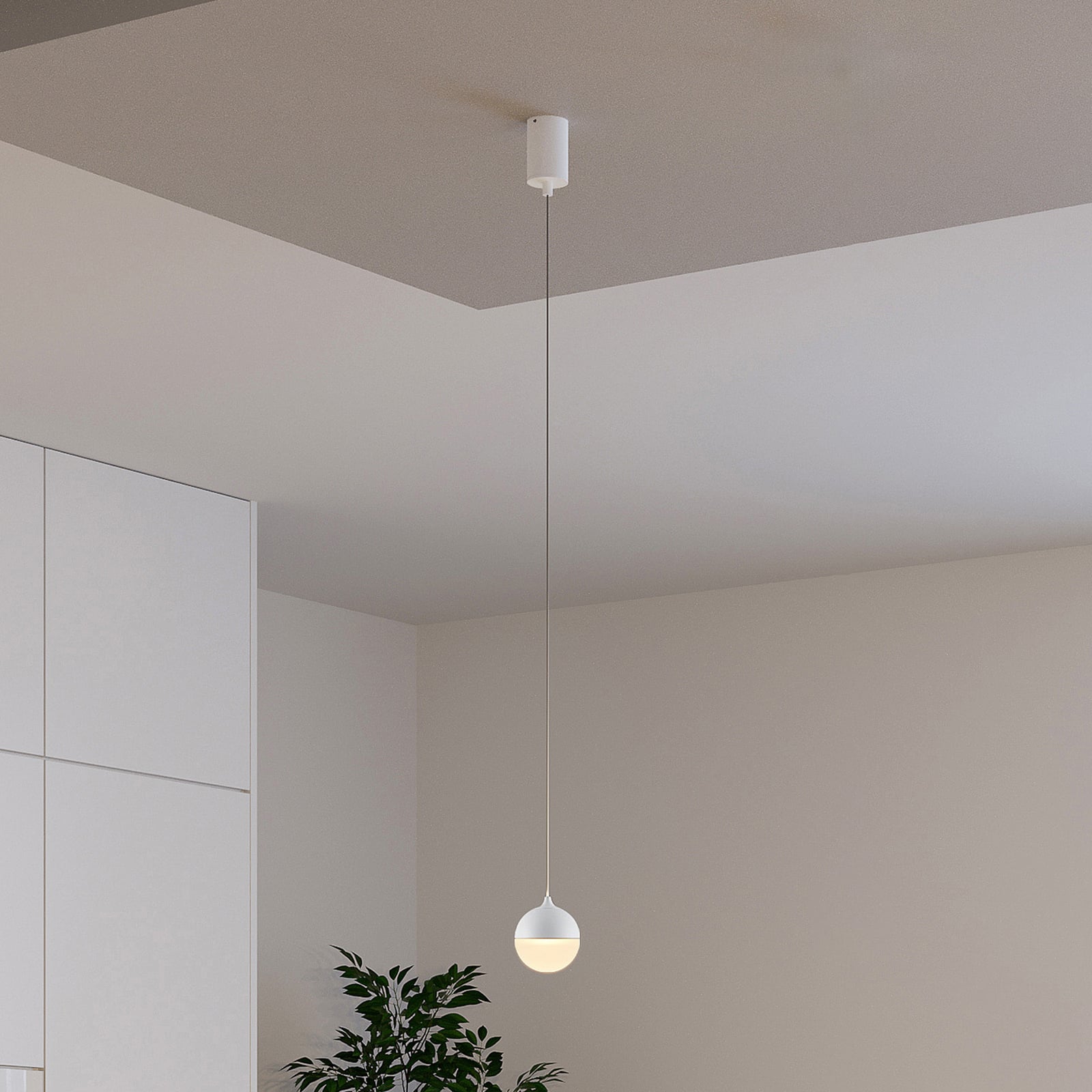 LED pendellampe Gilo PD kuleform hvit matt forfra