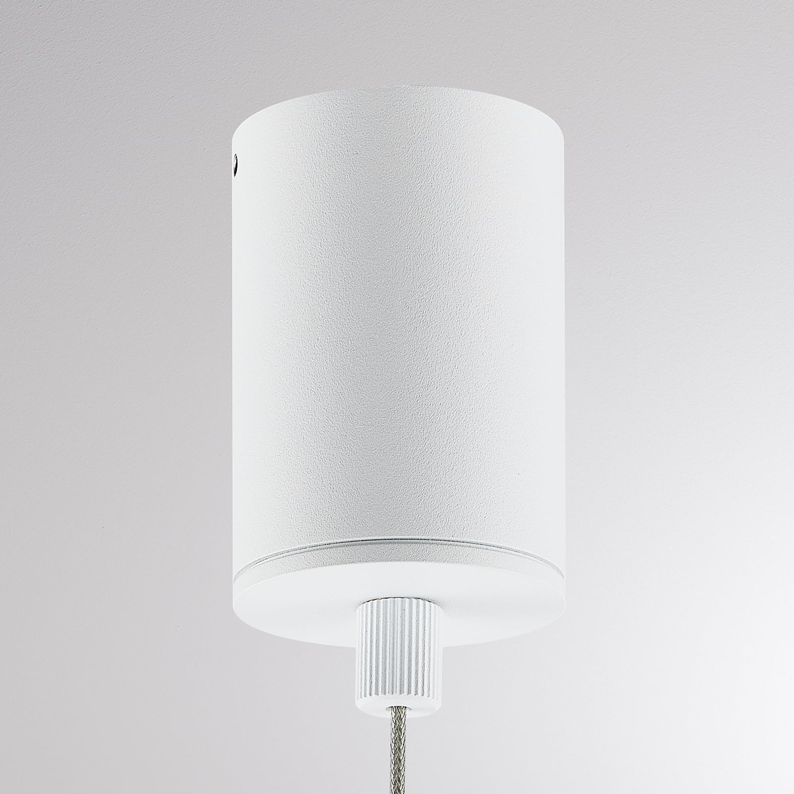 LED pendellampe Gilo PD kuleform hvit matt fra undersiden