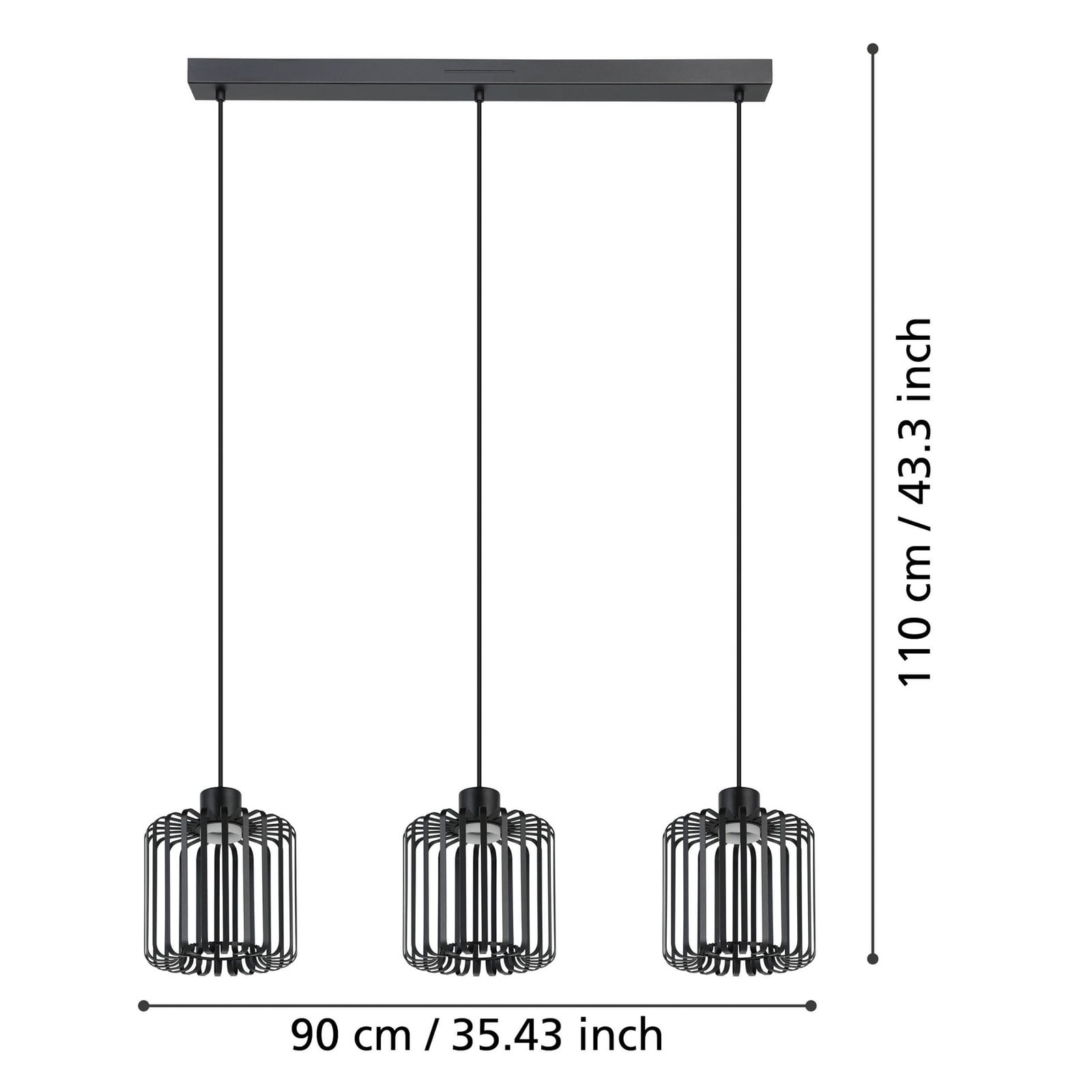 LED pendellampe Ginestrone-Z 3-lys dimbar CCT RGB svart detalj
