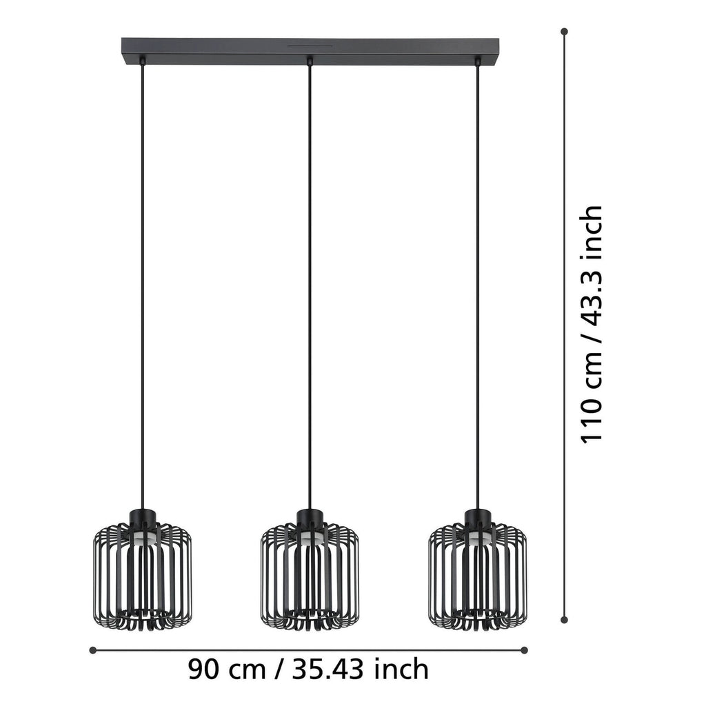 LED pendellampe Ginestrone-Z 3-lys dimbar CCT RGB svart detalj