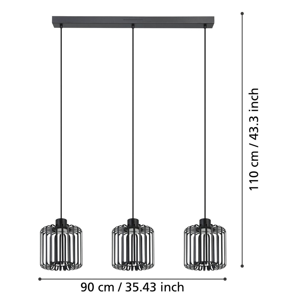 LED pendellampe Ginestrone-Z 3-lys dimbar CCT RGB svart detalj
