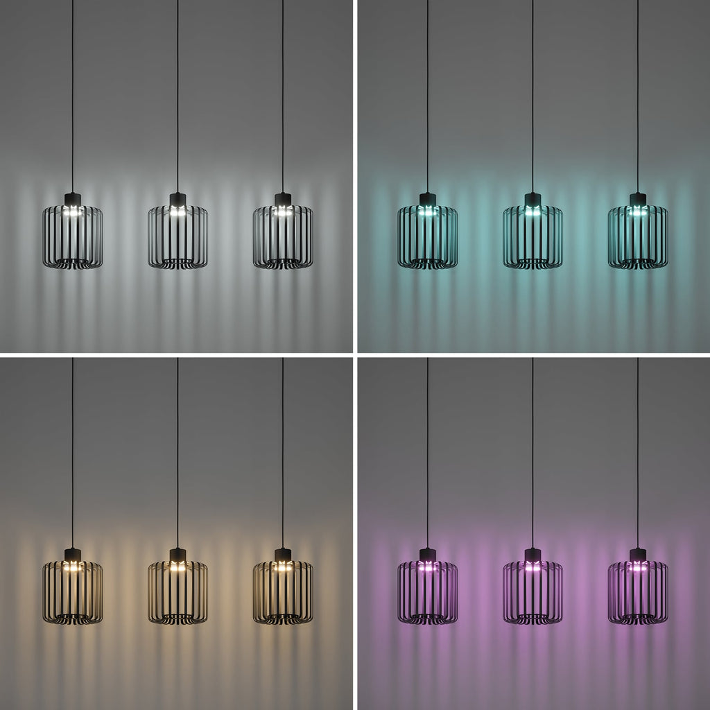 LED pendellampe Ginestrone-Z 3-lys dimbar CCT RGB svart nærbilde av LED-moduler