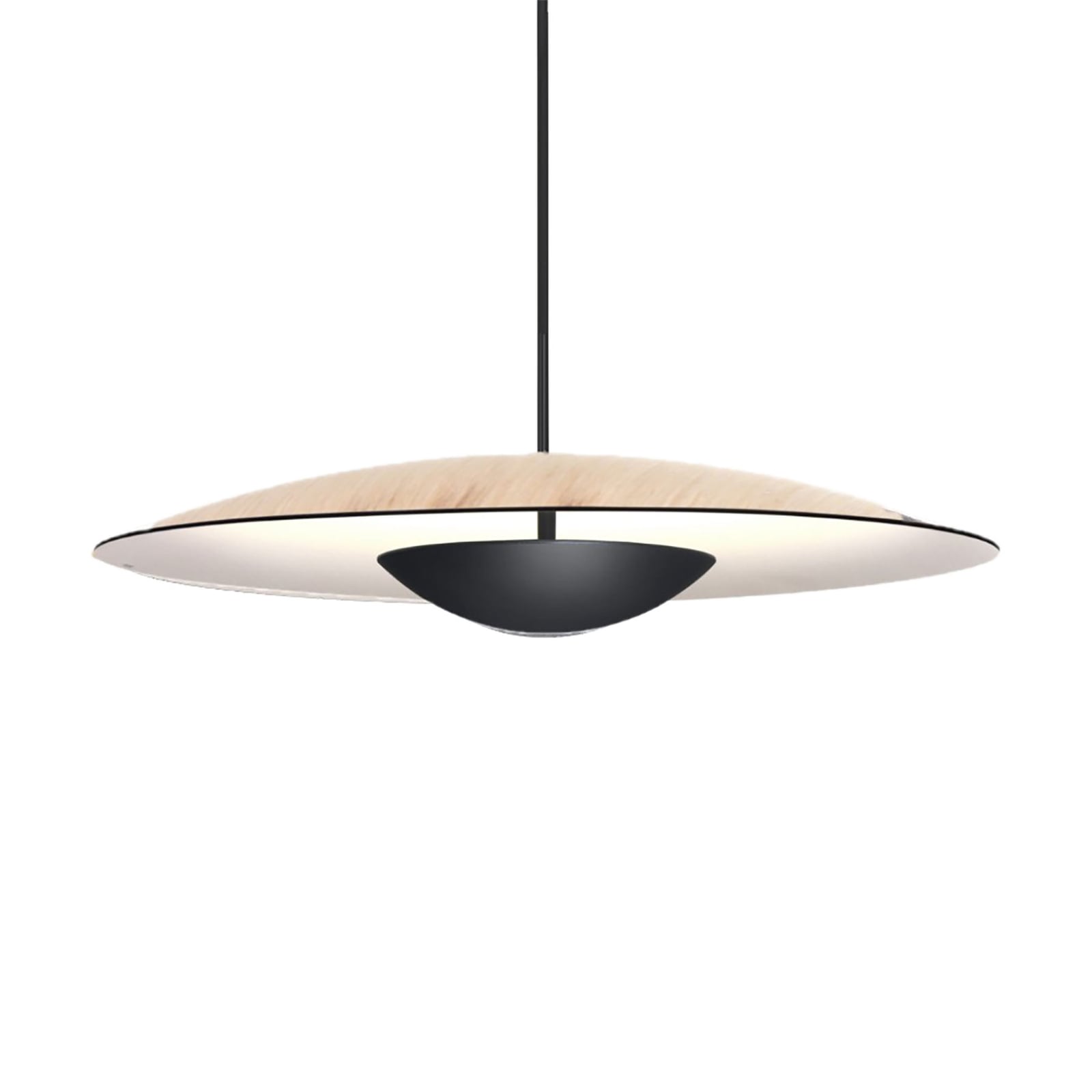 LED pendellampe Ginger dimbar eik/hvit Ø20 cm fra MARSET, forfra