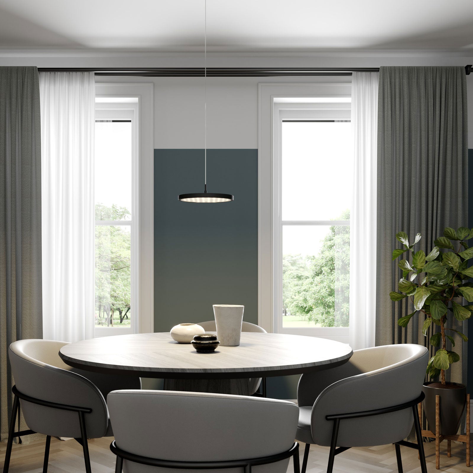 LED pendellampe Gion dimbar aluminium/svart bakside