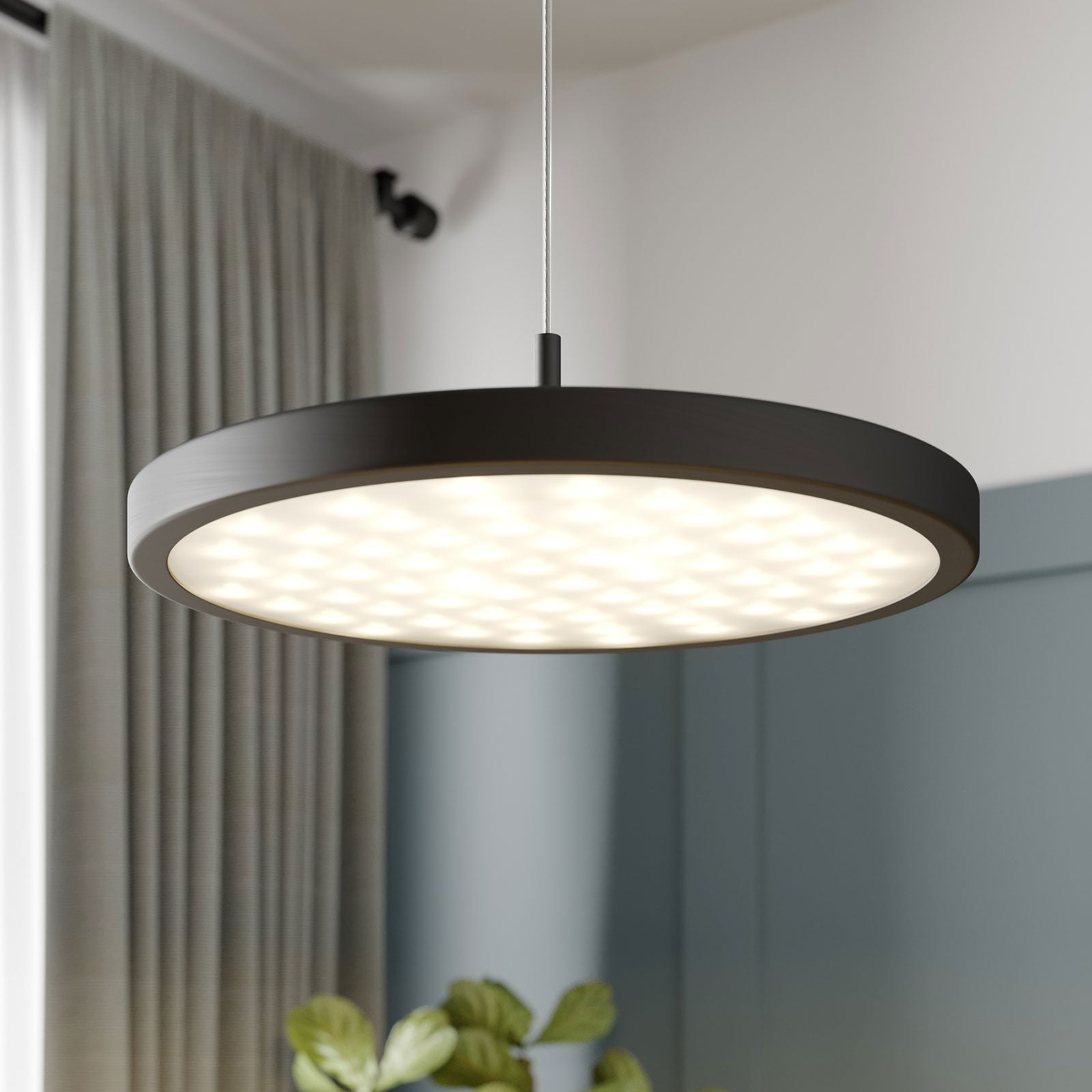 LED pendellampe Gion dimbar aluminium/svart forfra