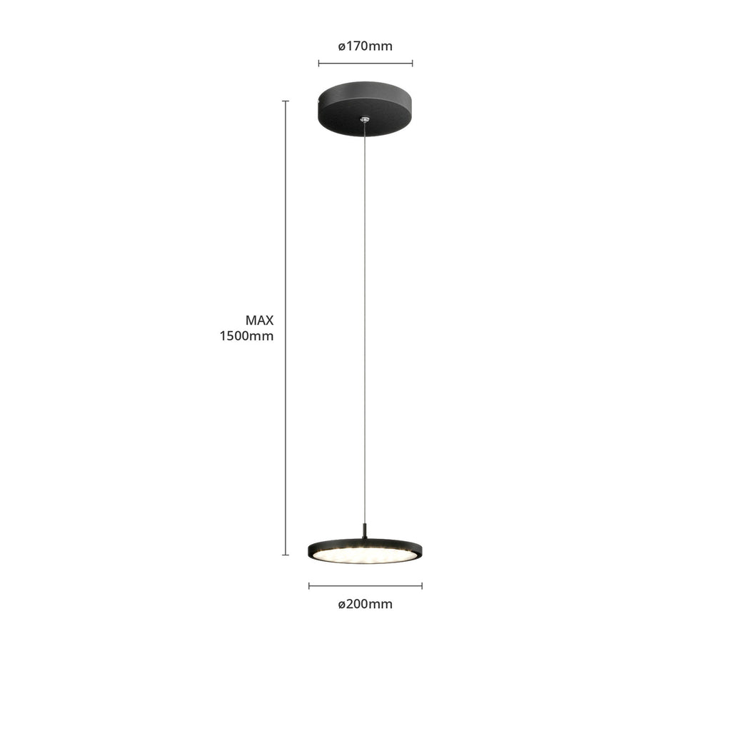 LED pendellampe Gion dimbar aluminium/svart sideprofil