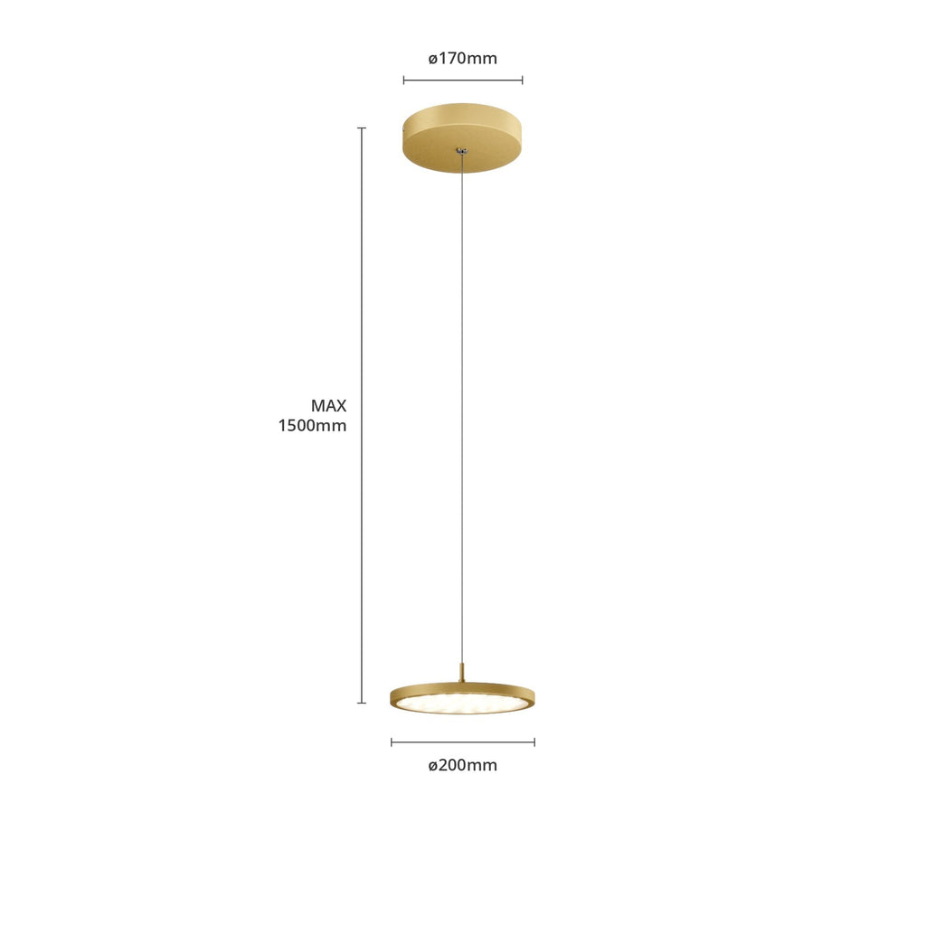 LED pendellampe Gion dimbar hvit/messing satinerte plexiglass