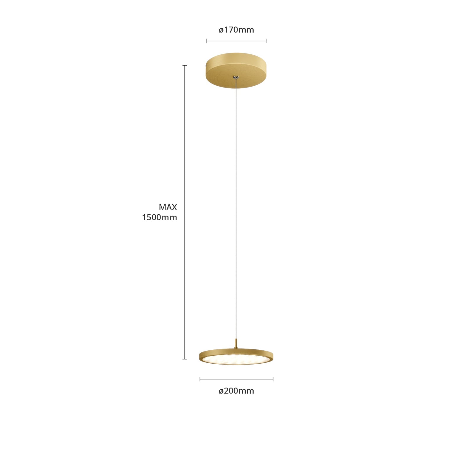 LED pendellampe Gion dimbar hvit/messing satinerte plexiglass