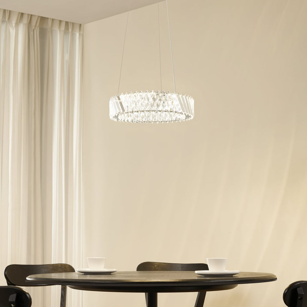 LED pendellampe Glacis krystallglass Ø40 cm krom bakside