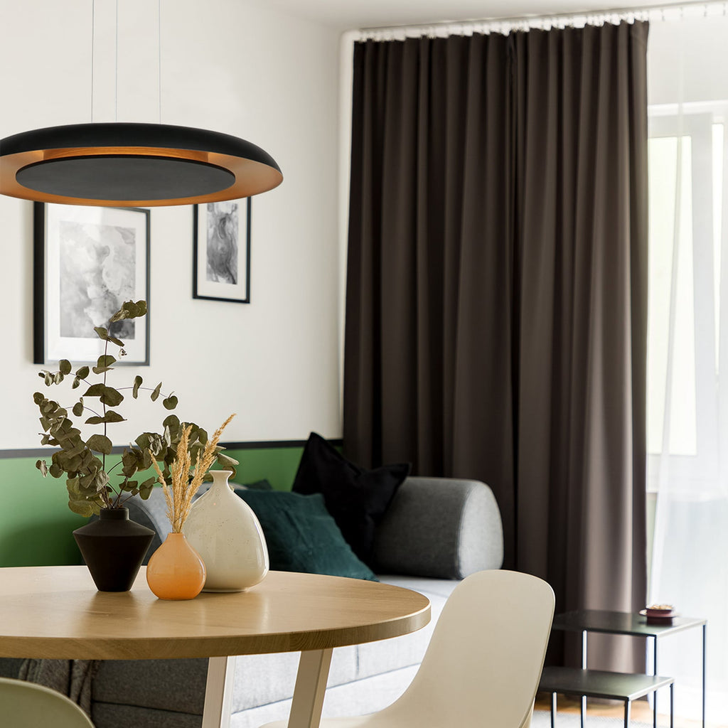 LED pendellampe Golden Veil svart/gull bakside