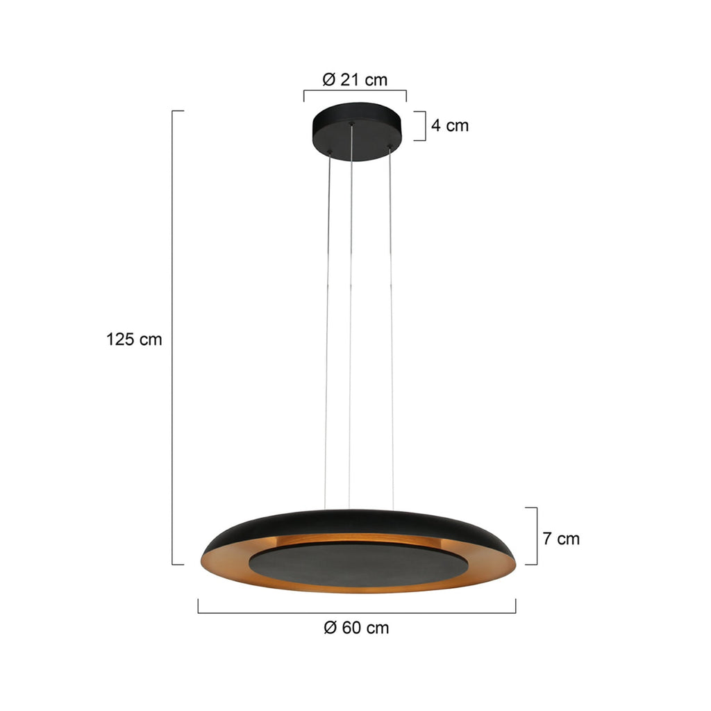 LED pendellampe Golden Veil svart/gull detalj av metall