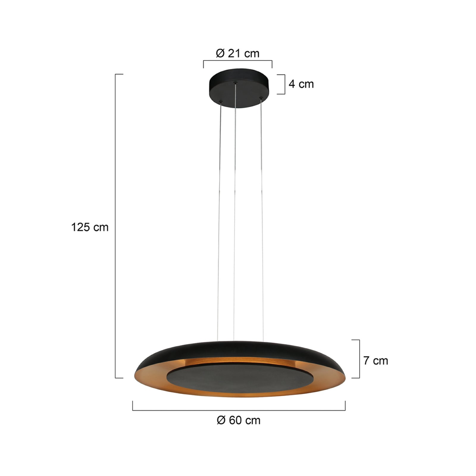LED pendellampe Golden Veil svart/gull detalj av metall
