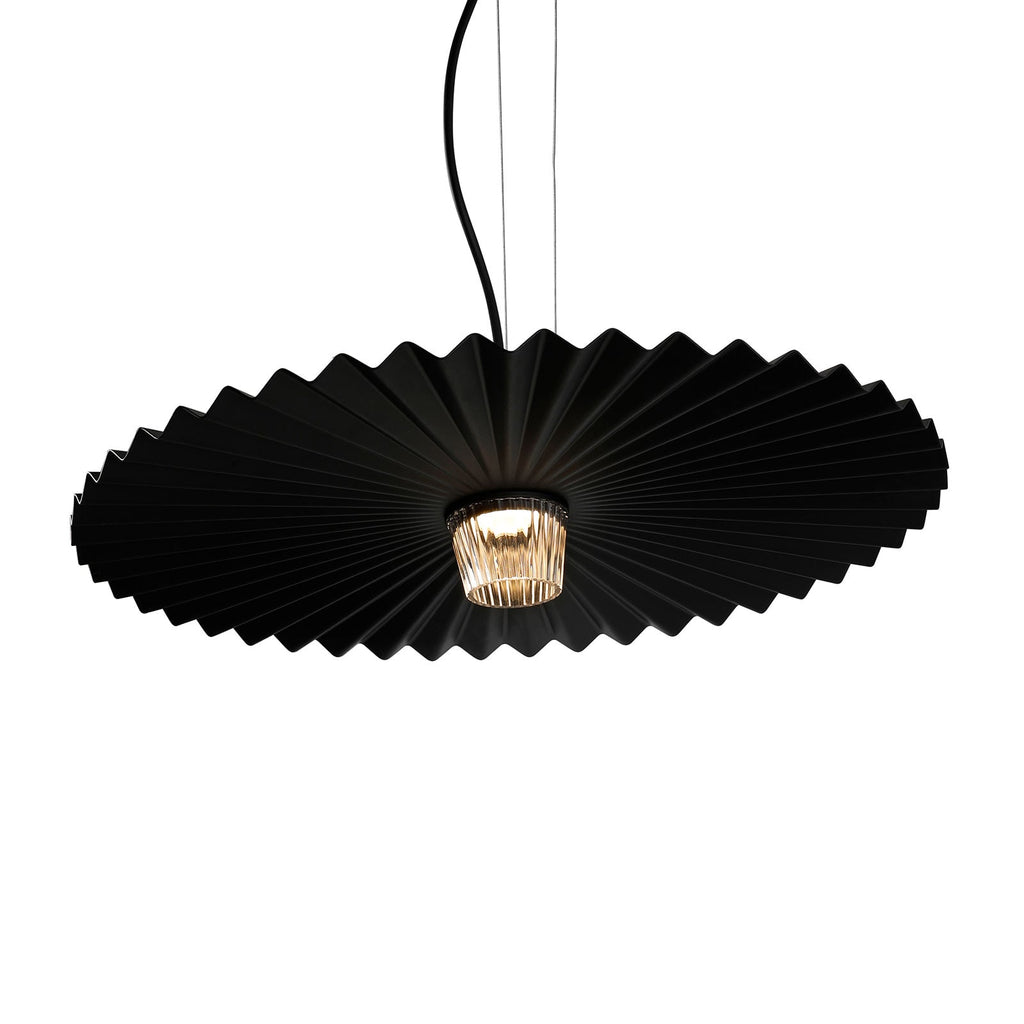 LED pendellampe Gonzaga dimbar svart Ø59 cm IP65 sett forfra