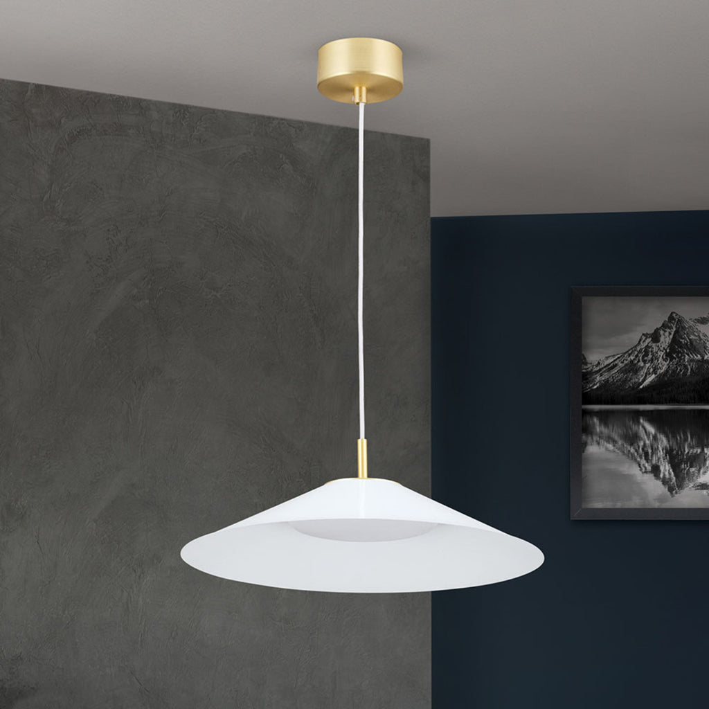 LED pendellampe Gourmet dimbar hvit stål Ø35 cm 22W montert i tak