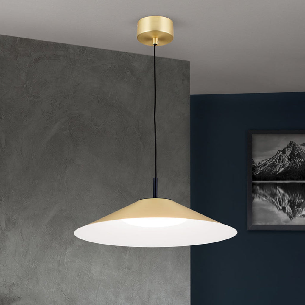 LED pendellampe Gourmet dimbar matt messing Ø35 cm 22W detalj av skjerm