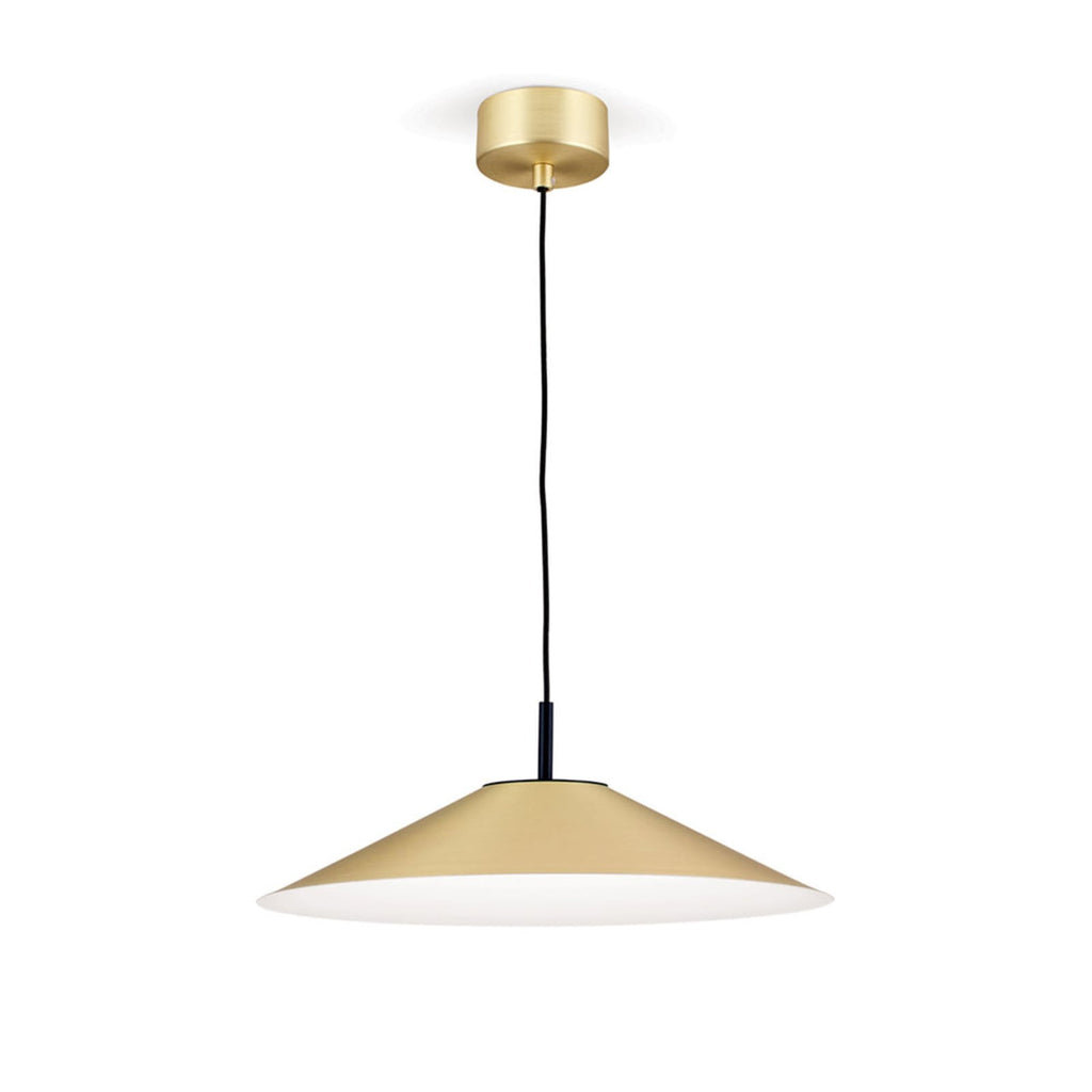 LED pendellampe Gourmet dimbar matt messing Ø35 cm 22W nærbilde av tekstilkabel
