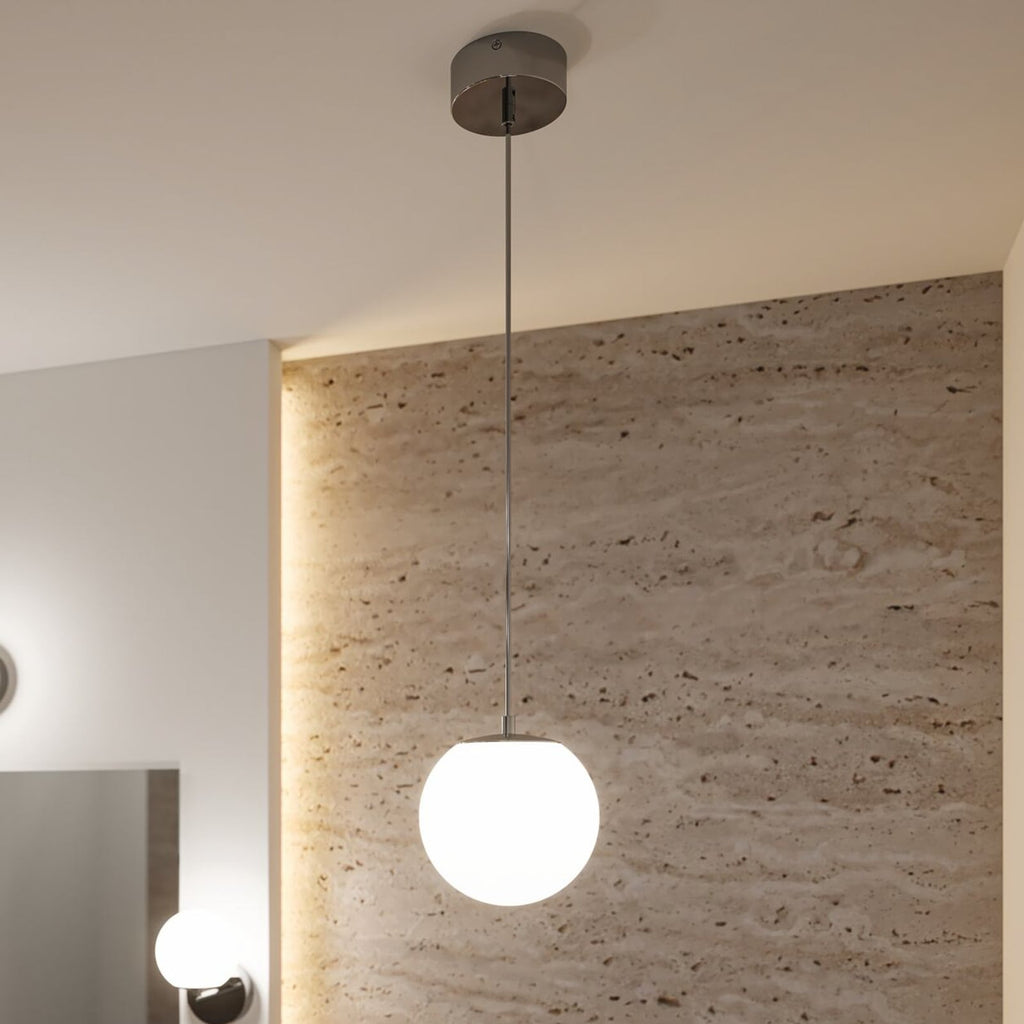 LED pendellampe Gove krom tekstil forfra