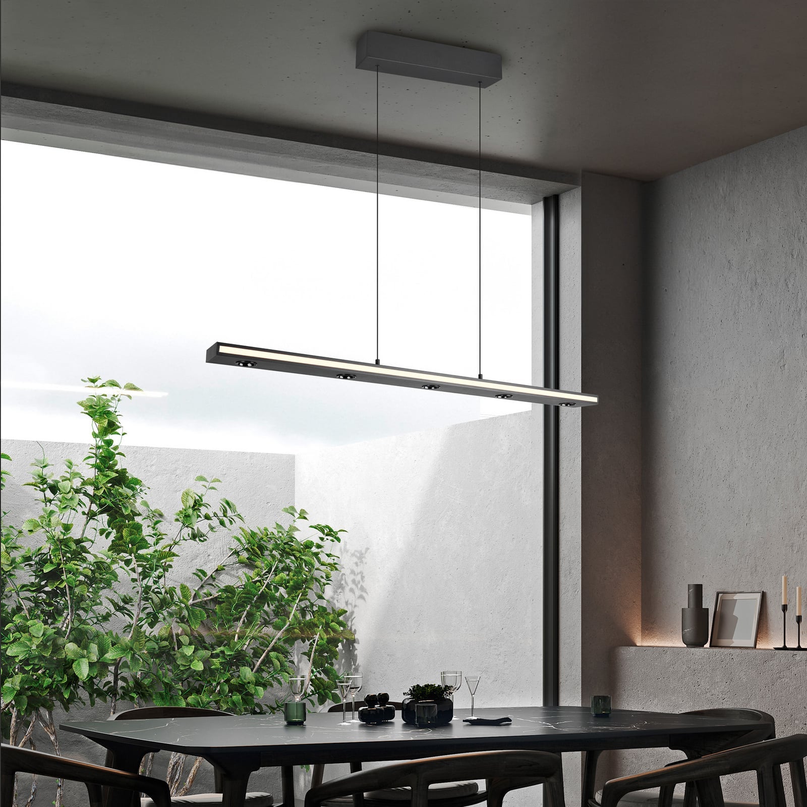 LED pendellampe Graham opp og ned dimbar CCT svart 109 cm bakside