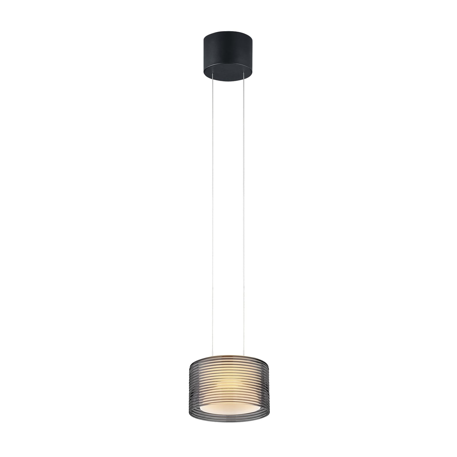 LED pendellampe Grand Groove dimbar glass røykgrå bakside