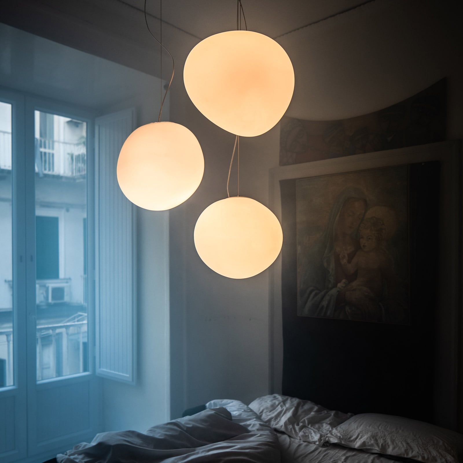 LED pendellampe Gregg media dimbar mundblåst glass 31 cm detalj av glass