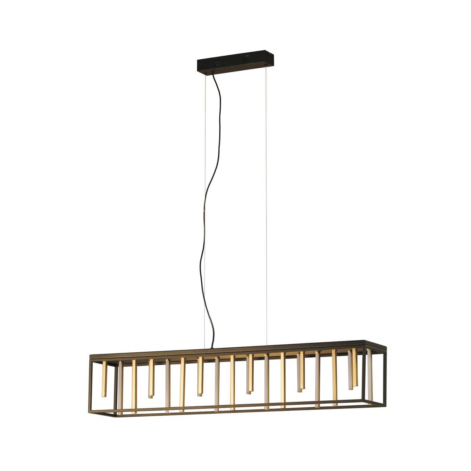 Detalj av metall og akryl på LED pendellampe Grid dimbar CCT fjernkontroll 110 cm svart/gull