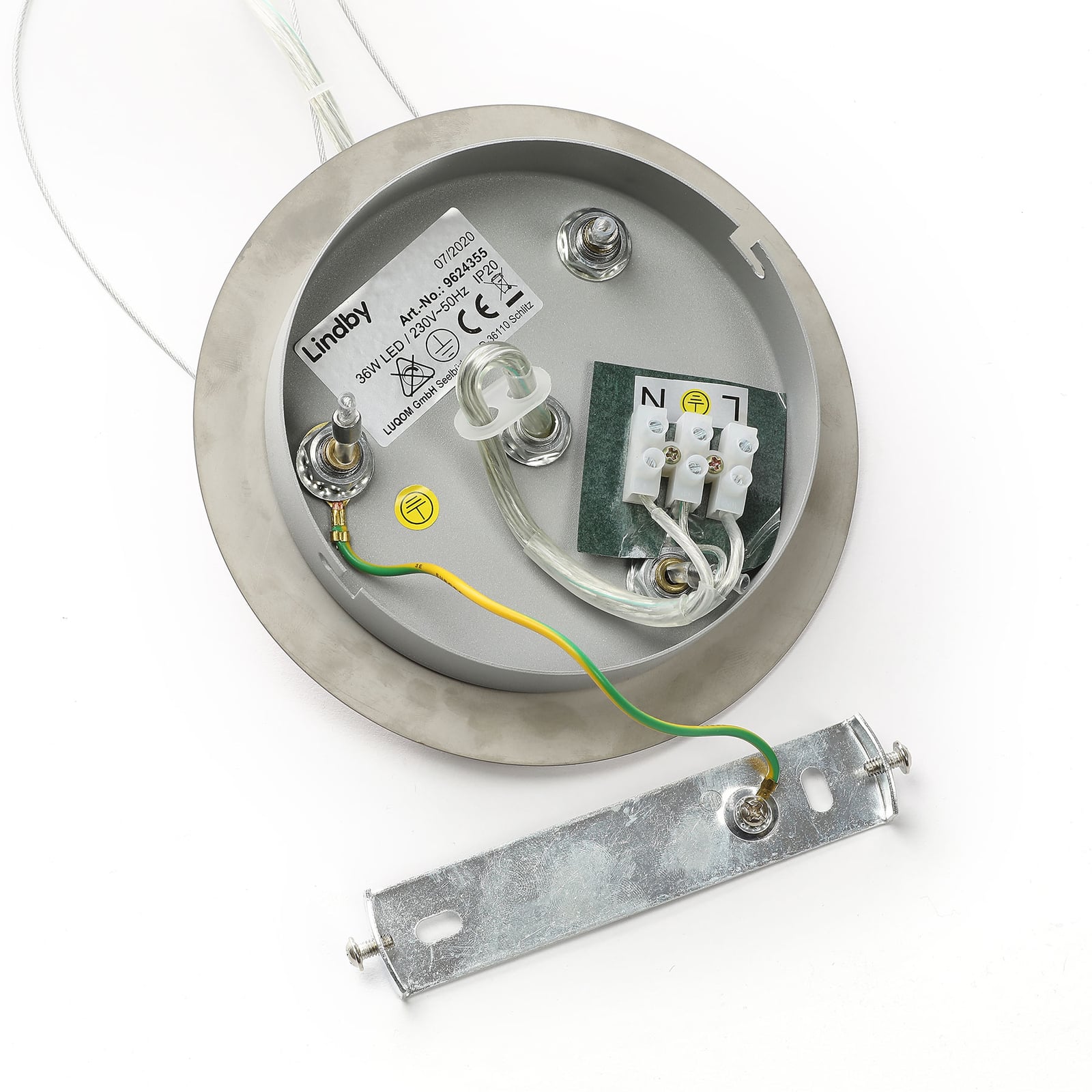 LED pendellampe Gunda opalglass dimbar metallramme detalj