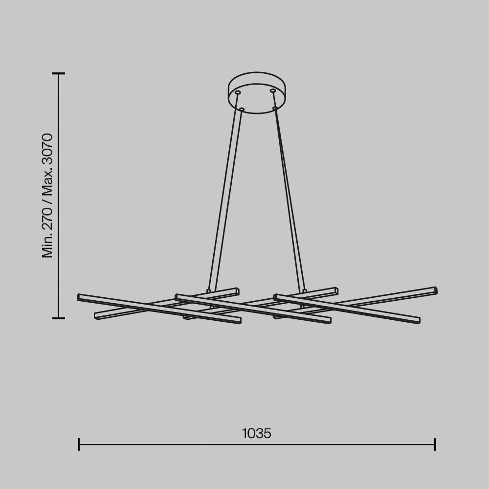 LED pendellampe Halo dimbar messingfarget 103,5 cm bakside