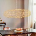 LED pendellampe Hayden skyform metallnett gull forfra