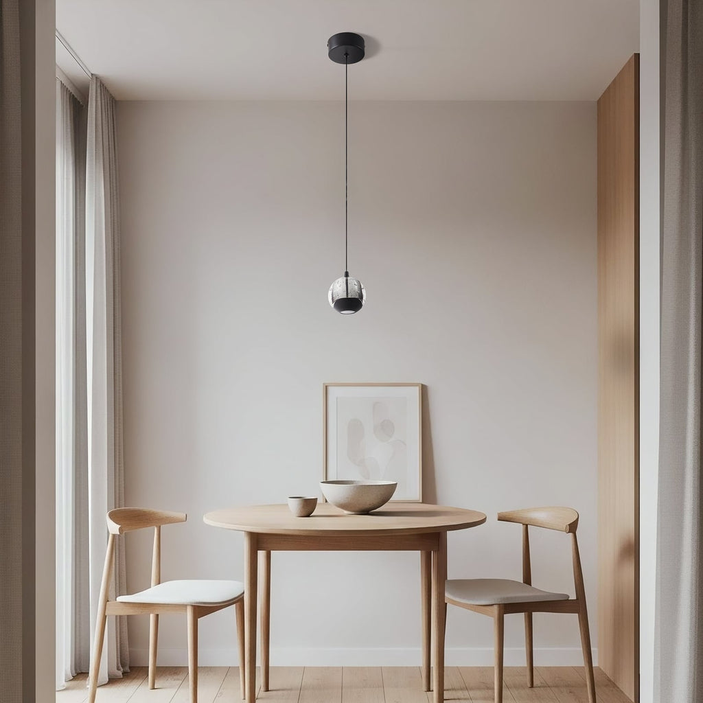 LED pendellampe Hayley 1-lys glass svart Ø10 cm bakside