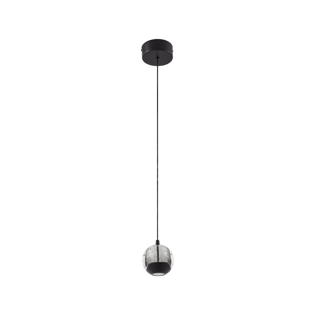 LED pendellampe Hayley 1-lys glass svart Ø10 cm montert