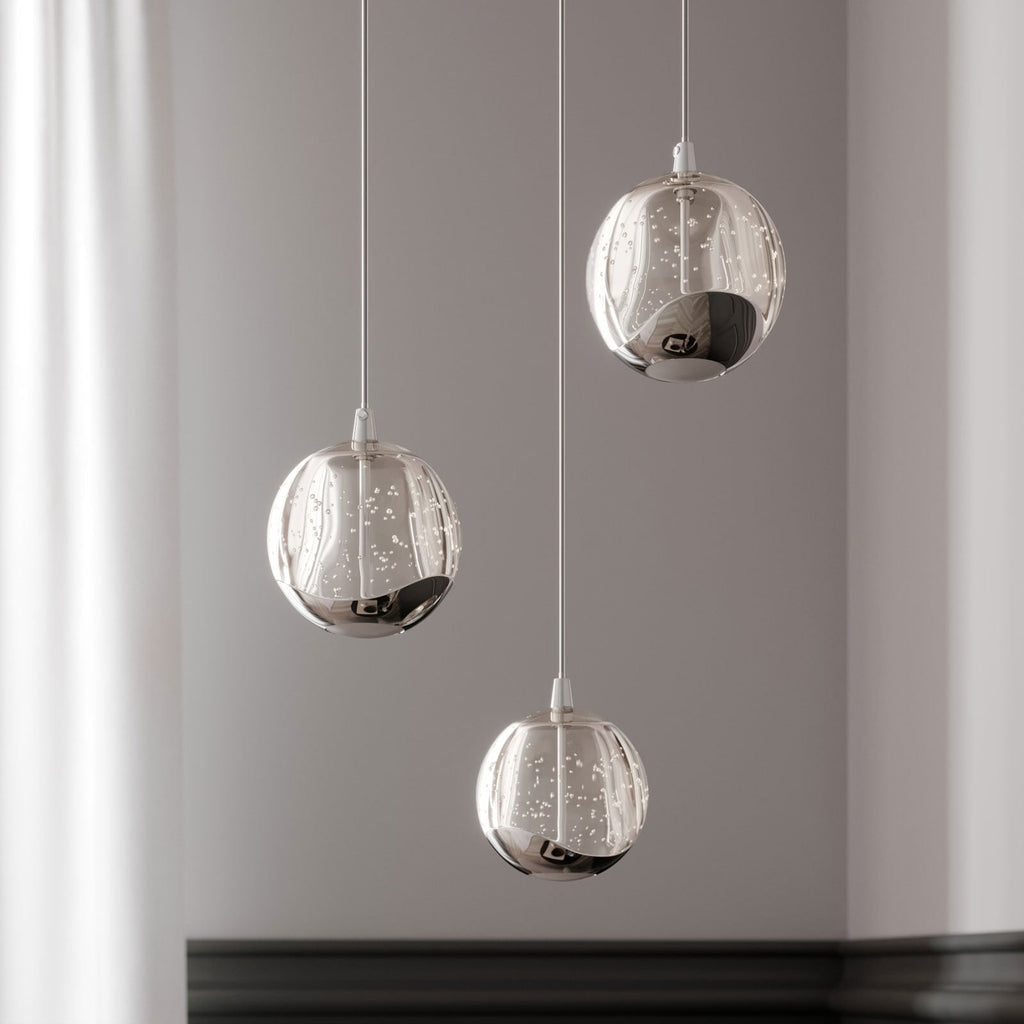 LED pendellampe Hayley 3-lys glass krom Ø25 cm bakside