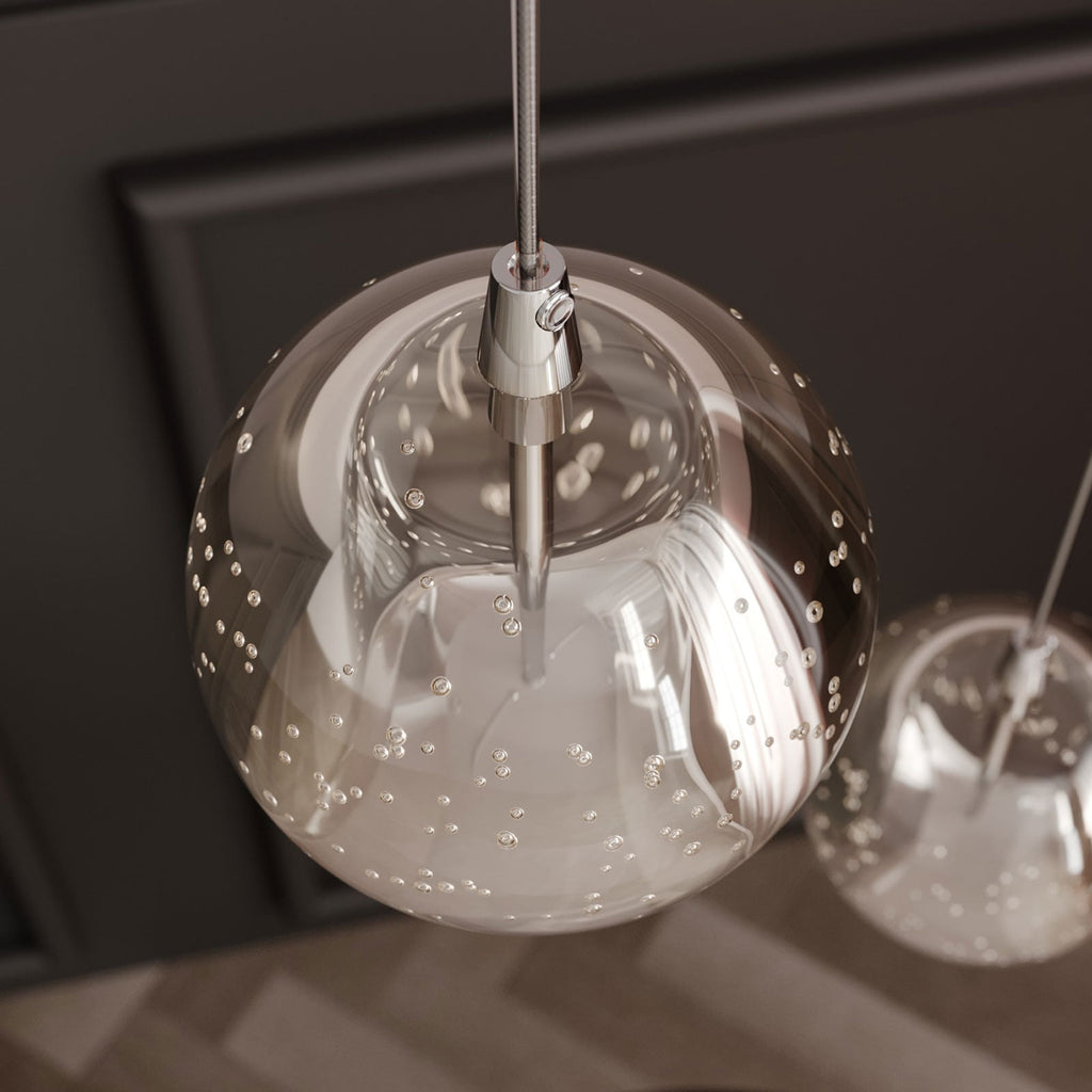 LED pendellampe Hayley 3-lys glass krom Ø25 cm oversiktsbilde