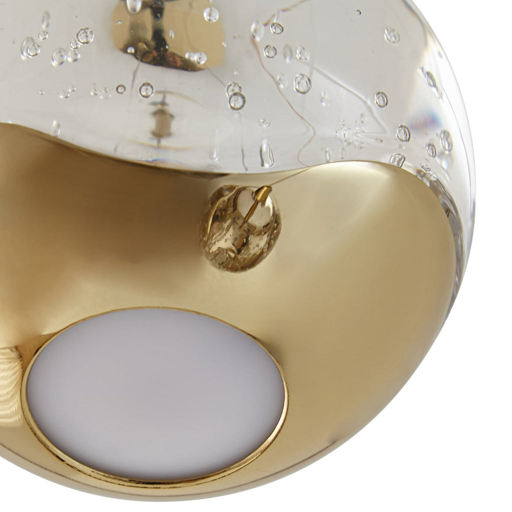 LED pendellampe Hayley 3-lys glass kuleform gull sidemotivet
