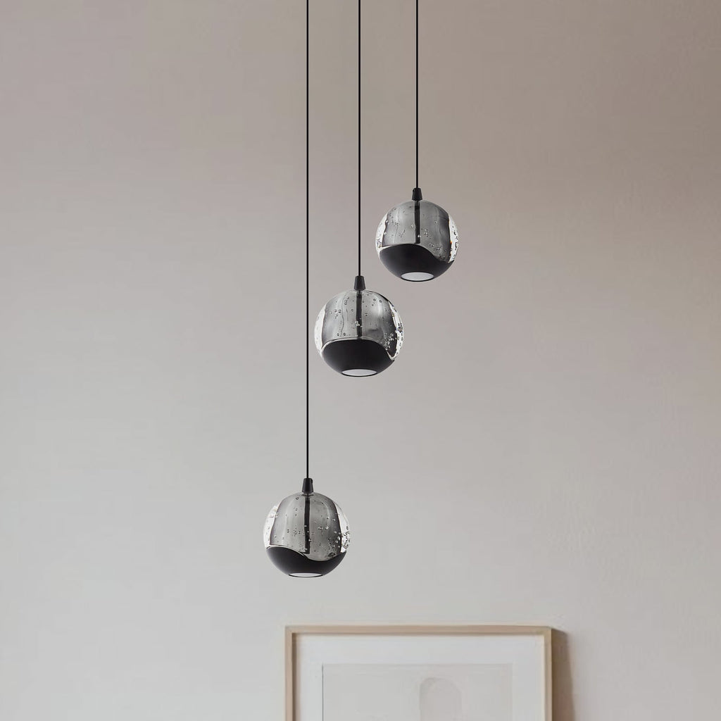LED pendellampe Hayley 3-lys glass svart forfra