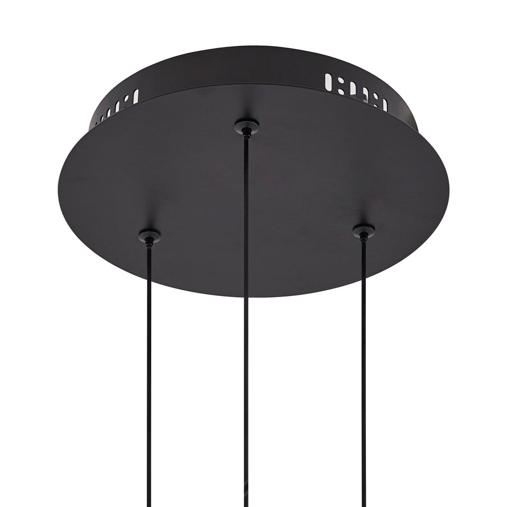 LED pendellampe Hayley 3-lys glass svart Ø20 cm 15W - Lucande