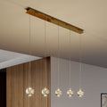 LED pendellampe Hayley 5-lys glass kuleform 96 cm gull forfra