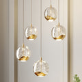 LED pendellampe Hayley 5-lys glass kuleform gull forfra