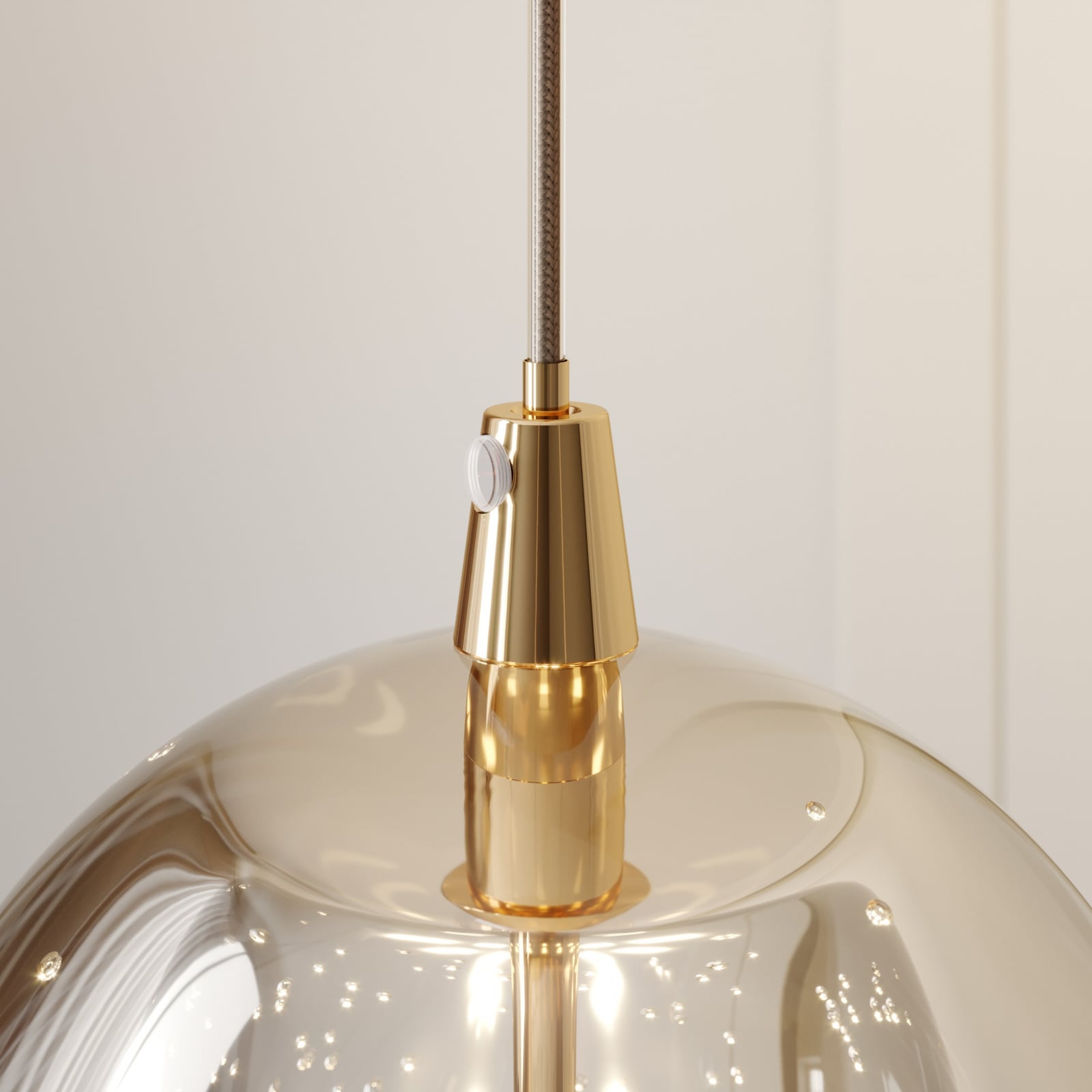 LED pendellampe Hayley 5-lys glass kuleform gull dekorative luftbobler