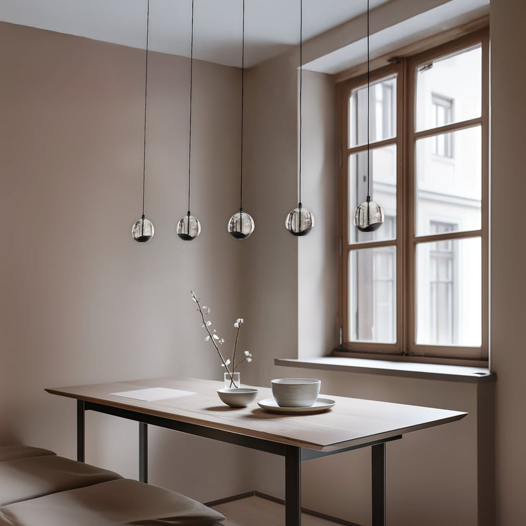 LED pendellampe Hayley 5-lys glass svart 96 cm bakside