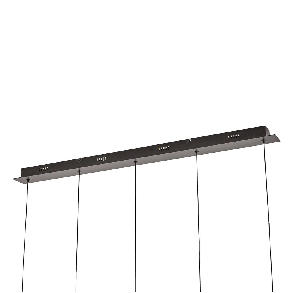 LED pendellampe Hayley 5-lys glass svart 96 cm fra undersiden