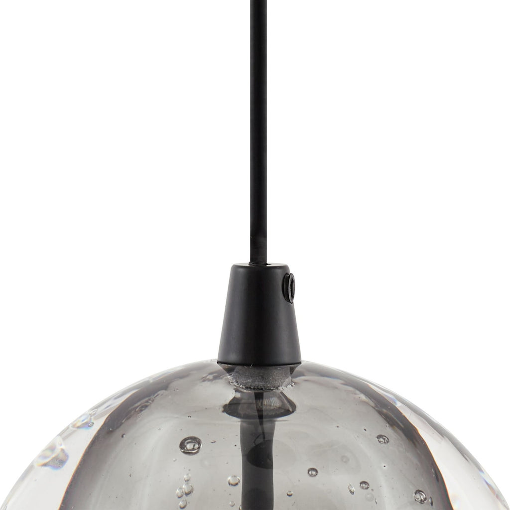 LED pendellampe Hayley 5-lys glass svart 96 cm med lys på