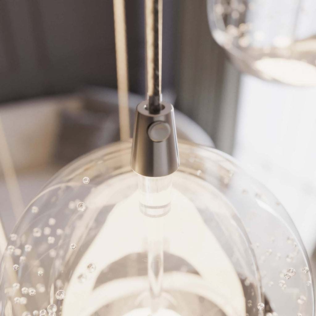 LED pendellampe Hayley 9-lys glass krom Ø40 cm sideprofil