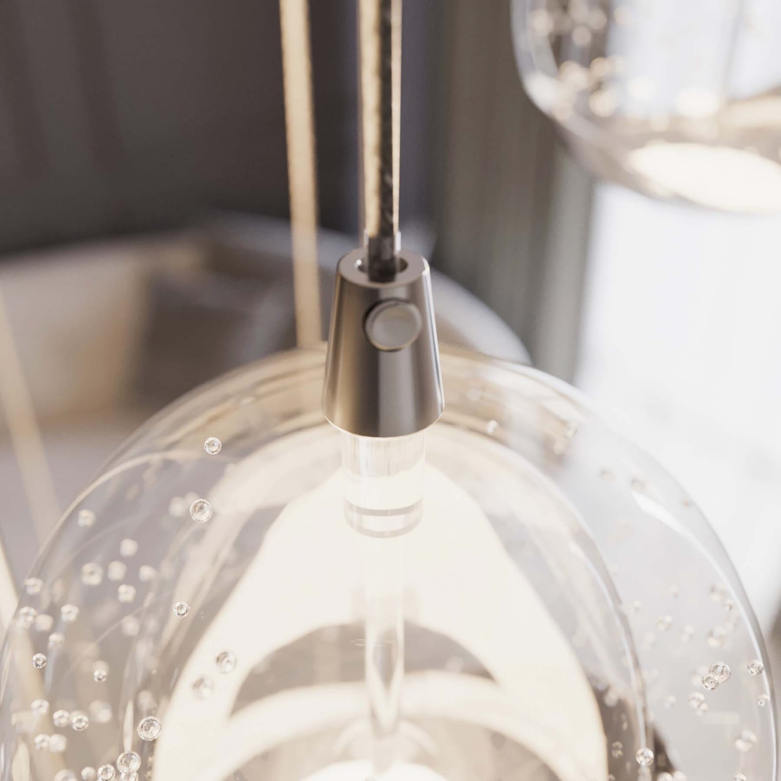 LED pendellampe Hayley 9-lys glass krom Ø40 cm sideprofil