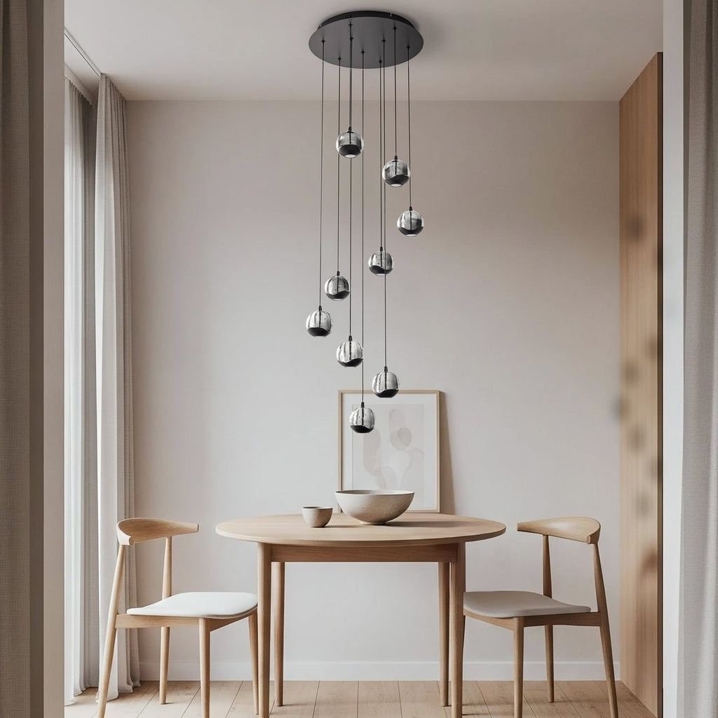LED pendellampe Hayley 9-lys glass svart bakside