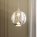 LED pendellampe Hayley glass kuleform krom Ø9 cm forfra