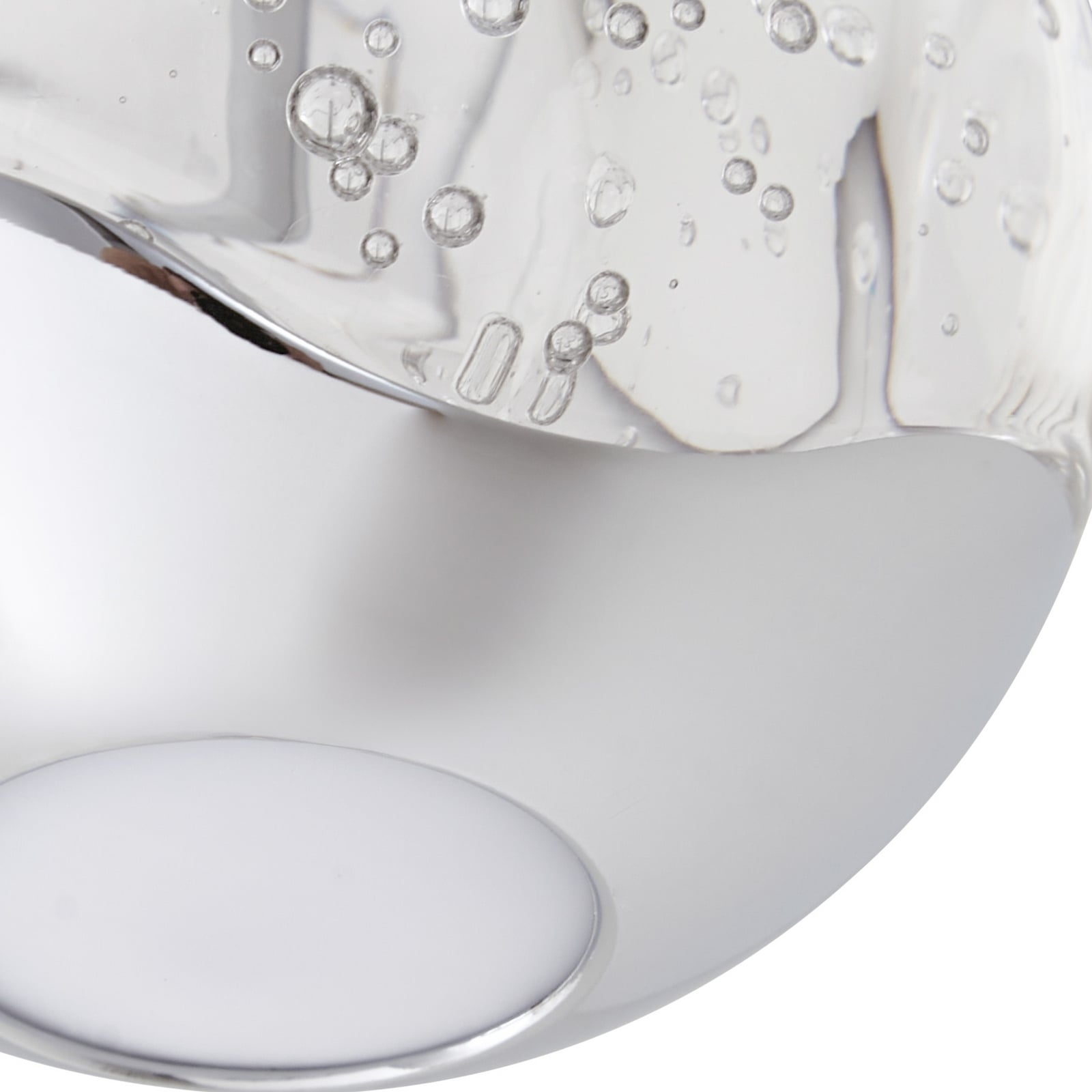 LED pendellampe Hayley glass kuleform krom Ø9 cm med lys på